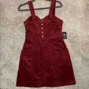 Red overall dress